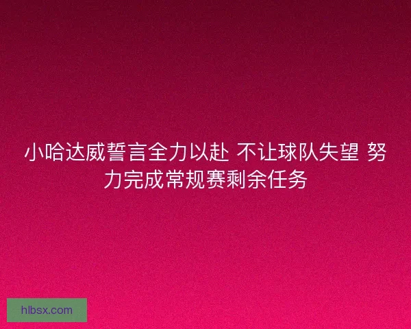 小哈达威誓言全力以赴 不让球队失望 努力完成常规赛剩余任务